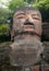 The Leshan Grand Buddha near Chengdu in China. Detail of the head.