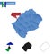 Lesotho blue Low Poly map with capital Maseru