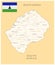 Lesotho - detailed map with administrative divisions and country flag