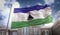 Lesotho Flag 3D Rendering on Blue Sky Building Background