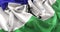 Lesotho Flag Ruffled Beautifully Waving Macro Close-Up Shot