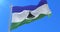 Lesotho flag waving at wind with blue sky in slow, loop