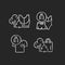 Lessening impact on environment chalk white icons set on dark background