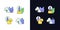 Lessening impact on environment light and dark theme RGB color icons set