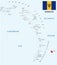 Lesser antilles map barbados with flag