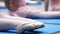 Lesson of dances, legs close-up. Children`s ballet stretching