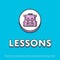 Lessons colour icon with school backpack