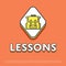 Lessons colour icon with school backpack