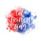 Let freedom ring - handwritten lettering calligraphy. Abstract background with watercolor splashes in flag colors for United