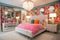 Let the light shine in with this bright and cheery Hollywood Regencystyle bedroom featuring bright patterns and mirrored