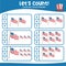 Let\\\'s counting together the America’s flag with American Independence Day theme and circle the correct number