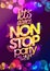 Let`s dance non stop party all night vector poster design with chic golden crystals glare headline
