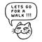 Let`s go for a walk! Cartoon Cat Head.Vector Illustration.
