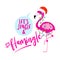 Let`s jingle and flamingle - Calligraphy phrase for Christmas with cute flamingo girl.