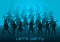 Let`s party concept. Set of silhouettes of musicians, singers and dancers