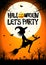 Let`s party - Halloween card with a witch