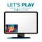 Let s Play Blogger Review Concept Vetor. Videoblogger On A Screen. Young Video Streamer Boy. Gaming Blog. Live Broadcast