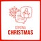 Let`s talk about coronavirus and christmas. doodle illustration dialog speech bubbles with snowman icon