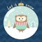 Let It Snow greeting card with a cute owl