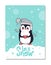 Let it Snow Greeting Christmas Card with Penguin