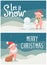 Let it Snow, Merry Christmas Postcards with Pigs