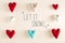 Let It Snow message with blue heart cushions