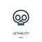 lethality icon vector from virus collection. Thin line lethality outline icon vector illustration