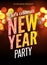 Lets celebrate New Year party design flyer template with multicolored bokeh lights background. Holiday festive xmas