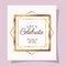 Lets celebrate text in gold frame of Wedding invitation vector design