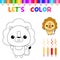 Lets color cute animals.Coloring book for young children. education game for children. Paint the lion