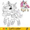Lets color fancy unicorn kids coloring vector