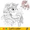 Lets color unicorn kids coloring vector