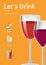 Lets Drink Advertisement Poster with Glass of Wine