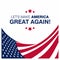 Lets make america great typography with flag design on background vector