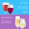 Lets Party and Have Fun Pair Glasses Wine Vector