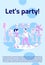 Lets party poster flat silhouette vector template