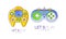 Lets Play Logo Collection, Video Game Controller, Computer Games Label Templates Design Vector Illustration