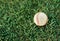 Lets play some baseball. Shot of a baseball lying on a field.