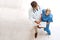 Lets see what we have here. High angle shot of two healthcare practitioners looking over documents in the hospital.