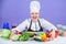 Lets start cooking. Woman chef cooking healthy food. Gourmet main dish recipes. Delicious recipe concept. Girl in hat