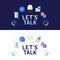 Lets talk typography with round communication colorful icon illustration