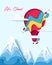 Lets Travel paper art hot air balloon concept