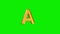 A letter 3d alphabet animation on the green screen - A word gold color animation on chroma key