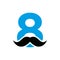 Letter 8 Barbershop Logo Design. Hairstylist Logotype For Mustache Style and Fashion Symbol