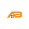 Letter ab simple geometric home logo vector