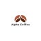 Letter A alpha coffee bean simple geometric colorful logo vector