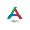 Letter a alpha colorful paper linked logo vector