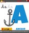 Letter A from alphabet with cartoon anchor object