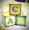 Letter of the alphabet written on cubes of an old elementary sch