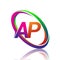 letter AP logotype design for company name colorful swoosh. vector logo for business and company identity